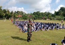 Tingkatkan Disiplin Siswa,Koramil 12 Paliyan Latih PBB Siswa SMKN 1